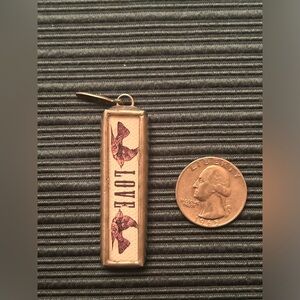 Jewel Kade - “Love” / “Lucky Mom 24 . 7”- Pewter Shadow Box Style Charm